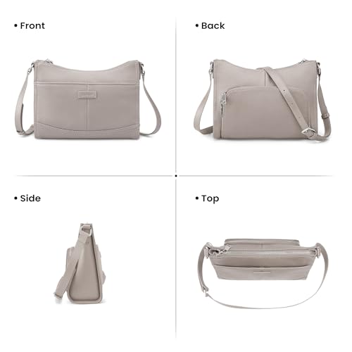 befen Genuine Leather Crossbody Bags for Women Travel Wallet Purse | Real Leather, Purse with Built in Wallet, RFID Blocking, 8 Card Slots, Crossbody Bag with Wallet, Detachable Shoulder Strap - color: Z02-beige Grey