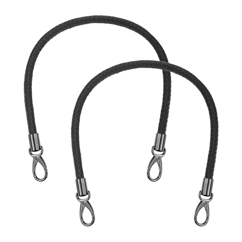 MECCANIXITY Braided Purse Strap, PU Leather Purse Strap Handle Replacement for Handbag Tote Underarm Bag Making - color: Black