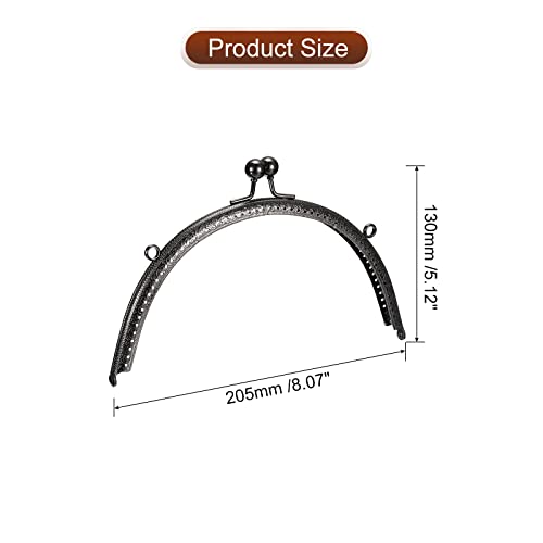 UXCELL 4pcs Metal Purse Frame, 8" Kiss Lock Clasp Rectangle Embossed Clutch Frame Handles for Coin Purse Sewing Wallets Bags Making DIY Craft, Black - color: Black, size: 8"