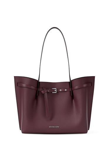 Michael Kors womens Emilia Large Tote - color: Silver-tone Hardware/Pebble Leather/Oxblood