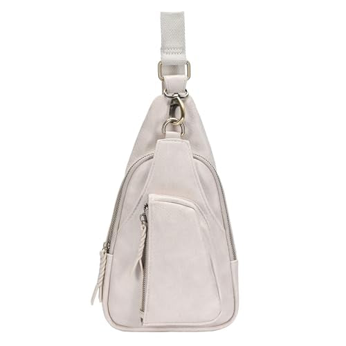 Antik Kraft Tasha Crossbody Sling | Vegan Leather Crossbody Bag for Women with 16-20" Strap | Sling Bags for Women - color: Stone
