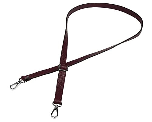 VanEnjoy Full Grain Genuine Leather Adjustable CrossBody Strap Replacement for Bag Purse, 0.7" Wide,26-51" Long - color: Brownish Red-grey Buckles