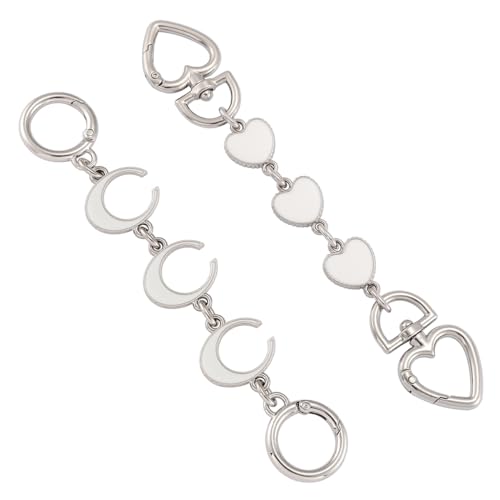 Silver Bag Chain Purse Extender Chain Purse Strap Extender Purse Charms(White Heart/Moon) - color: Silver White(moon/Heart)