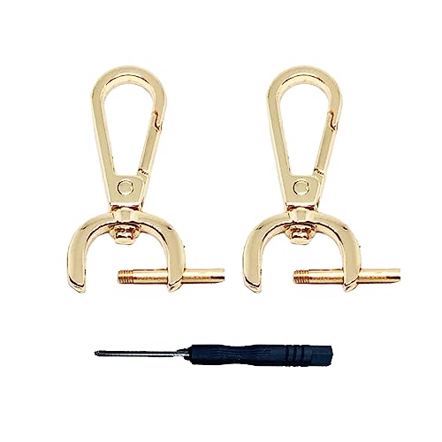 2Pcs Snap Hook Swivel Clasp Set - 1/2 Inch Detachable Carabiner Hooks with Screwdriver - D Ring Keychain Clips - Bag Strap Hardware for Purses, Crossbody Bags, Key Fobs, Pet Collars - color: gold, size: 1/2 inch