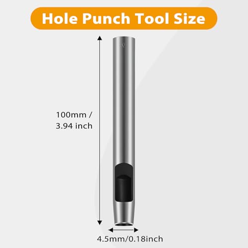 Leather Hole Punch Tool 4.5mm/0.18inch Round Hollow Hole Punch | Carbon Steel, Leather Hollow Punch Tool for Cutting Leather Craft Watch Rubber Paper Soft Material - size: 4.5 mm / 0.18 inch