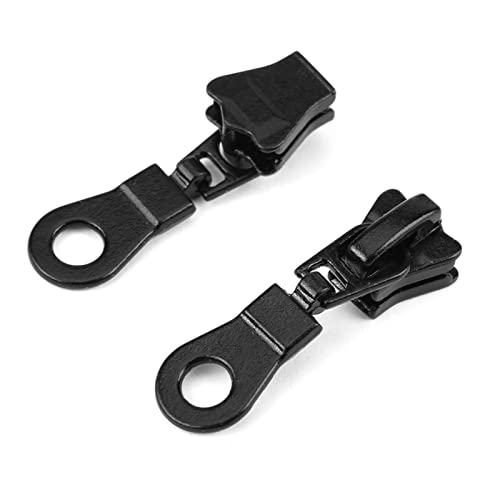 Fdit 20pcs Zipper Sliders Zipper Pulls Metal Alloy Zipper Pull Slider Head Size #5 Zip Fastener Repair Replacement for Bags Luggages Purses (Black)