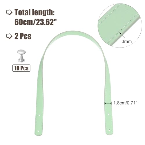 MECCANIXITY 2pcs 24 Inch (60cm) PU Leather Purse Handle, Sew On Shoulder Purse Straps Handbag Belt Band Bag Handle Bag Strap Replacement for Wallet Tote Making, Light Blue - color: Light Blue, size: 24 Inch