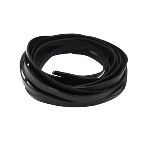 Glory Qin 5 Yards 10mmx2mm Genuine Cow Hide Flat Leather Strip, 10mm Wide Real Leather Craft for Jewelry Making LeatherRush (Black) - color: Black