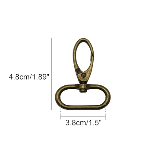 Swivel Lobster Claw Clasps 1.5 Inch 15pcs - Heavy Duty Metal Clasps with Secure Lock, Curved Snap Hooks for Bags, Jewelry Making, Keychains, Lanyards & DIY Craft Supplies (Antique Bronze, 1.5 inch) - color: Antique Bronze, size: 1.5 inch