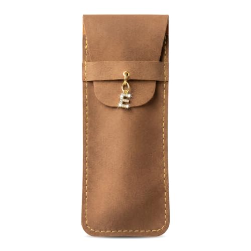 Personalized Initial PU Suede Pen Pouch - Office and Professional Storage Accessory, Ideal Gift for Coworkers (E) - color: E