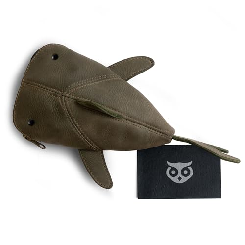 Hide & Drink, Full Grain Leather Zipper Coin Pouch, Change Bag, Pencil Purse, Scissors Case, Shark Shaped Cable Holder, Wallet, Makeup, Stuffed Animal, Handmade, Dark Jade - color: Dark Jade