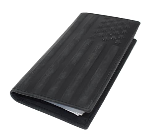 Genuine Leather Checkbook Cover For Men & Women Checkbook Holder Wallet RFID Blocking USA Series (USA Flag Black) - color: USA Flag Black
