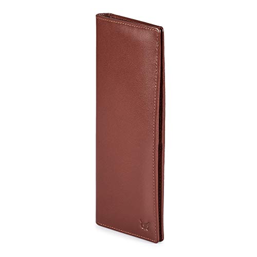 Long Wallet for Men Women Leather Slim Bifold RFID Blocking Card Holder | Real Top Grain Leather, Stylish 18 Credit Card Slots, 2 ID Windows, 2 Currency Sleeves, Gift Box, (Cognac, Fine Grained) - color: Cognac Fine Grained