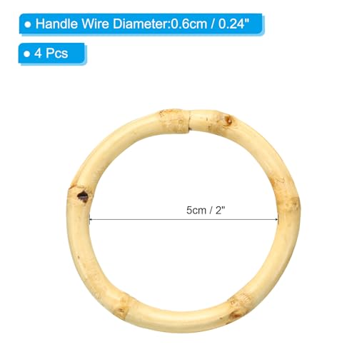 PATIKIL 2 Inch Bamboo Purse Handles, 4 Pcs Round Replacement Handmade Rings for Tote Bag Purse Making Decorations, Wood - color: Wood, size: 2 Inch