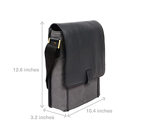 Hidesign Aiden Genuine Leather Medium Crossbody Men/Women Shoulder Messenger Bag/Travel Bag / 10.5" iPad Bag, Gray - color: Gray