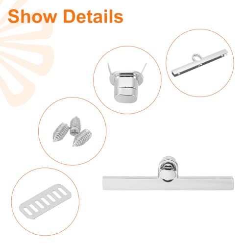 uxcell 2Set Turn Lock Clasp, Press Lock Clasp Closure Twist Turn Locks Hardware Buckle Fasteners for Purse Leather Bag Handbag Making Accessories (97x10mm, Silver) - color: Silver