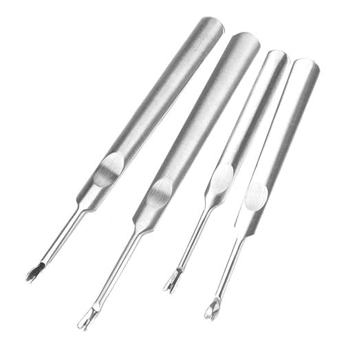 Leather Groover Tools 4-Piece Set, Leather Carving Tools Kit with U/V Shape Blades for Edge Beveling, Grooving, Stitching - Stainless Steel Leather Craft Tools for DIY Leather Work