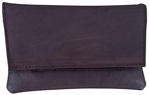 Brown Leather Full Size Snap Tobacco Pouch Holds 1.5 oz Pipe Tobacco