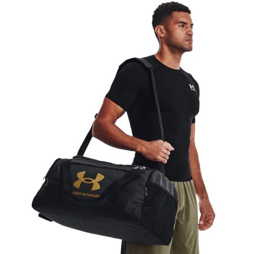Under Armour Undeniable 5.0 Duffle - color: Black Medium Heather (002)/Metallic Gold, size: Small (40L)