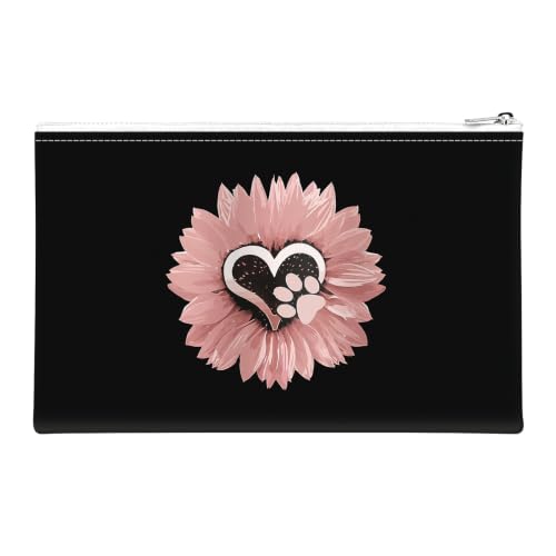 Money Bag with Zipper, Cute PU Leather Cash Bags, Portable Bank Bag Money Pouch for Cash, Coins, Checks, Receipts, Invoices Cosmetics Tools, Deposit Bag for Office Travel, Pink Sunflower - color: Pink Sunflower