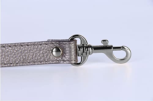 VanEnjoy Full Grain Leather Adjustable Crossbody Straps Replacement - 0.7" Wide, 25"-51" Long(Silver Grey-Grey Buckles) - color: Silver Grey-grey Buckles
