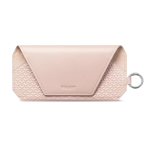 VULKIT Portable Leather Eye Glasses Case for Women & Men, Slim Sunglass Case, Unisex Eyeglass Case - color: Nude Apricot