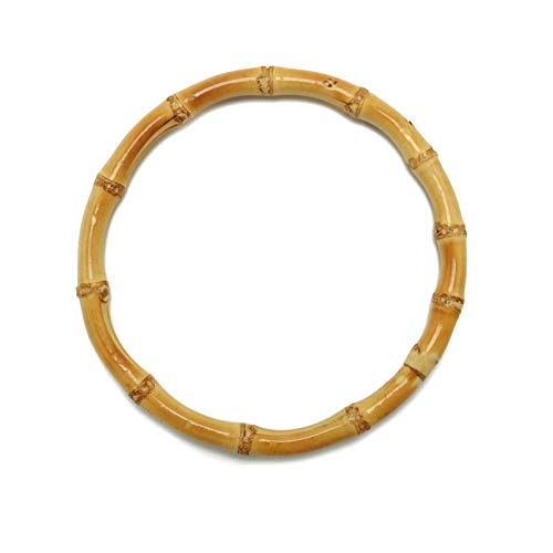 Miuco 4 PCS Round Bamboo Bag Handles Handmade Handbag Purse Making Handle Replacement for Handcrafted DIY Bags Accessories，5.90inch - size: Medium