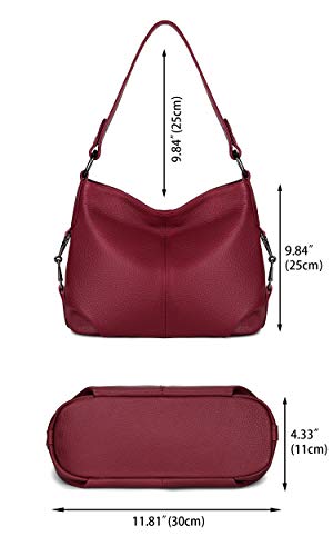 YALUXE Women's Real Leather Shoulder Bags Hobo Handbags Purse Crossbody Bag - color: Z1 Red