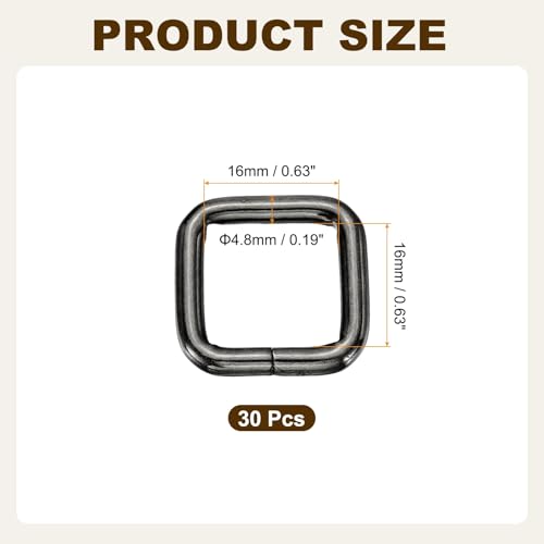 uxcell Metal Rectangle Ring, Rectangle Buckle Ring Webbing Belts Buckle Metal Rings for Bag Belt Keychains DIY - color: Pale Black, size: 1 x 3/4"
