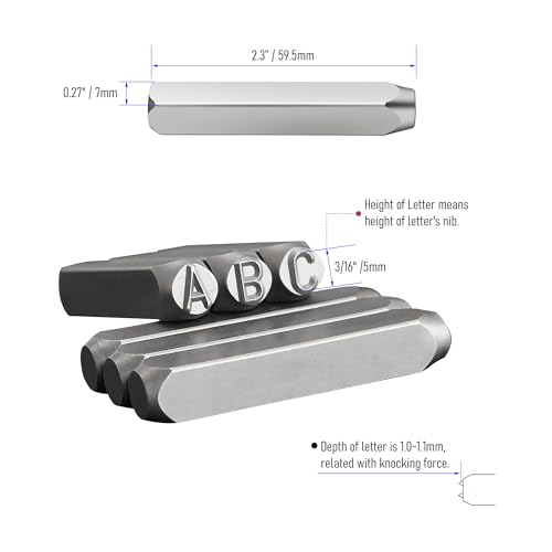 FOCMKEAS Letter Stamp Set, 3/16"(5mm), Spring Steels - size: 3/16"(5mm)-L