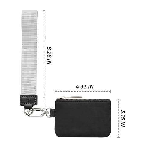 Mum's Memory Mini Zip Around Wristlet Wallets for Women -KeyChain Wallet with Detachable Dual Pouch Wristlet -Key Chain Coin Purse Small Wallets - color: Black + Grey