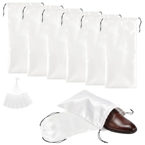 Q&J Fabric Co. 6 Pack Satin Dust Bag 17.7x7.9 inch White 100% Polyester Silk Bag Purse Dust Bag Shoe Bags for Closet Purse Protector Bag Dust Covers for Purses - color: White, size: 17.7"x7.9"