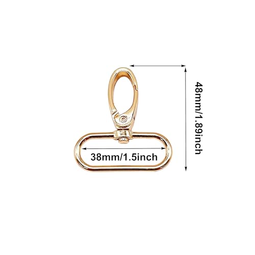 1-1/2 inch Swivel Snap Hooks Clips Gold 10pcs for Purses Bag | Hardware Large Metal 1.5 inch Swivel Lobster Clasp for Handbag Backpack Dog Collars Webbing Lanyard Strap Craft Making - color: Gold