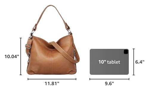 YALUXE Women's Real Leather Shoulder Bags Hobo Handbags Purse Crossbody Bag - color: Brown