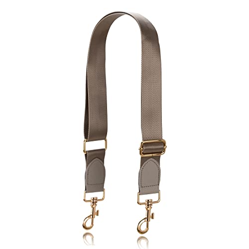 Allzedream Wide Purse Strap Replacement Crossbody Shoulder Bag Adjustable Leather Ends - color: Taupe Gold Leather