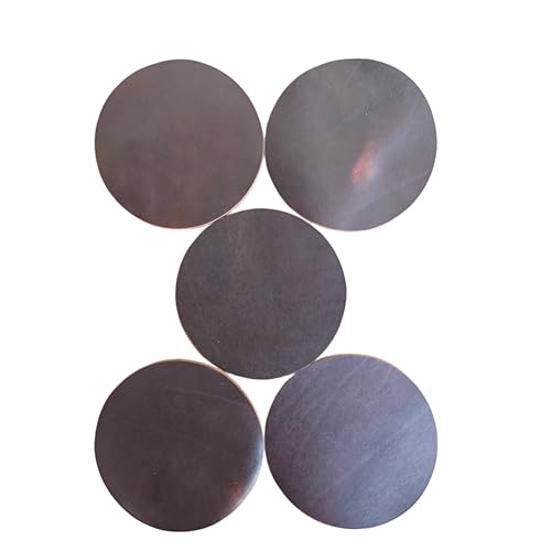 Full Grain Genuine Leather, Oil Wax Brown, 11cm Circular Coasters 5 pcs | Thickness 1.8-2.0mm, Suitable for wallet, backpack, book cover - color: Oil Wax Brown 11cm Circular Coasters 5 Pcs