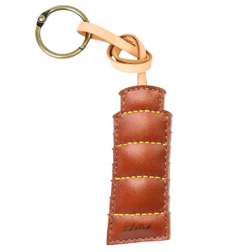 Travel Icon Leather Charm Keychain - Hand-Sewn Bag Charm for Car, Backpack Decoration, Gift for Women Men Kids - color: Pisa