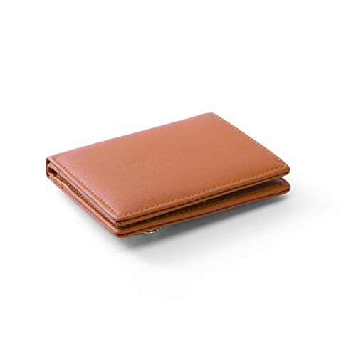 Women Wallets Small Bifold Leather Pocket Wallet Ladies Mini Short Purse - color: Dark Brown