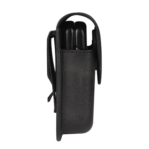 Cellphone Waist Bag with Card Holder Compatible with Samsung Galaxy Z Flip 6/Z Flip 5/Z Flip 4/Z Flip 3/Z Flip 4G 5G, Mens Leather Holster Case with Belt Clip Carrying Case Waist Bag for Cellphone - color: Black