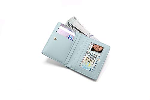 Women Wallets Small Bifold Leather Pocket Wallet Ladies Mini Short Purse - color: Light Green