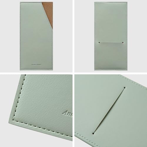 PU Leather Card & Cash Envelope for Travel and Budgeting Mint Grey | Reusable Money Holder, Stylish Leather Money Envelope - color: Mint Grey