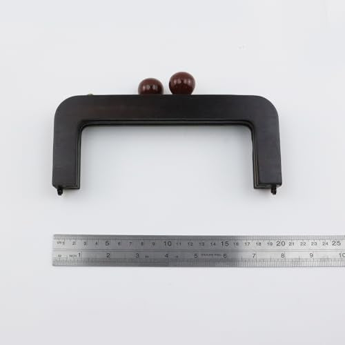 MY MIRONEY 7.87" x 3.15" Handbag Making Wood Frame Kiss Clasp Lock Brown Wooden Purse Frame Closures for Purse Making DIY Craft Pack of 2