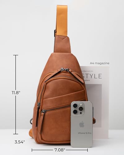 Alldaily Large Sling Bag for Women Crossbody Purse Leather Fashionable Trendy Chest Bag for Travel, Fanny Pack (Brown) - color: Brown