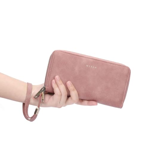 GOIACII Wristlet Wallets for Women 2 Zip Around Ladies Clutch Pink - color: Pink