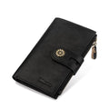 Full Real Leather Trifold Wallet for Women With RFID Blocking - color: a5-black
