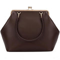 Kiss Lock Frame Handbag, PU Leather Shoulder Tote Bag Messenger Hobo Clutch Purse for Women Formal Work Leisure - color: Pure Coffee