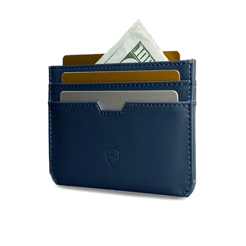 Vaultskin MOORGATE Slim Top-Grain Leather Credit Card Holder, RFID Wallet - color: Royal Blue