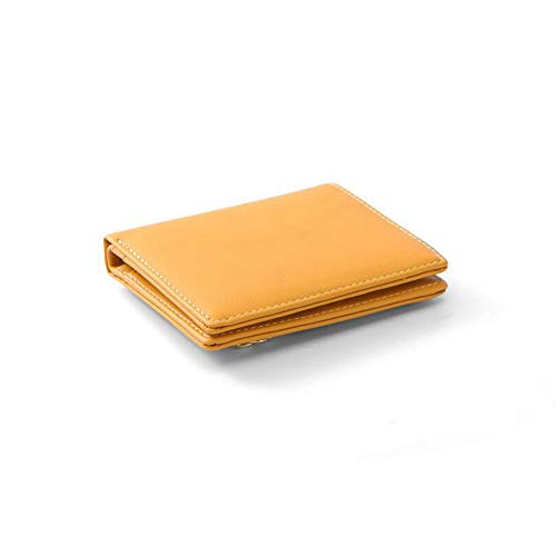 Women Wallets Small Bifold Leather Pocket Wallet Ladies Mini Short Purse - color: Yellow