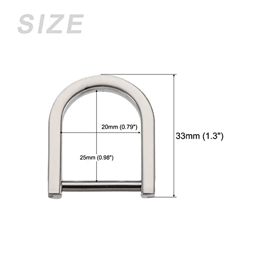 METALLIXITY Metal D Rings Non-welded D-shaped Ring Buckle Hardware DIY Keychains Card Holders Purse - color: Silver Tone, size: 15mm