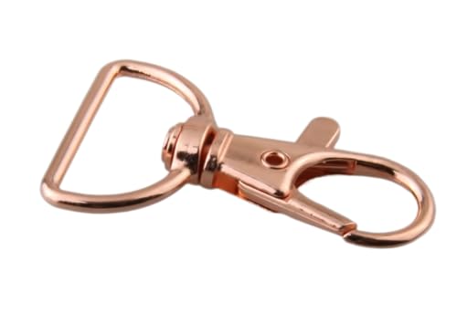 50pcs Swivel Lobster Claw Clasps Snap Hook with 20mm D Ring for DIY Handbag Purse Straps Belting Leather Craft (Rose Gold) - color: Rose Gold
